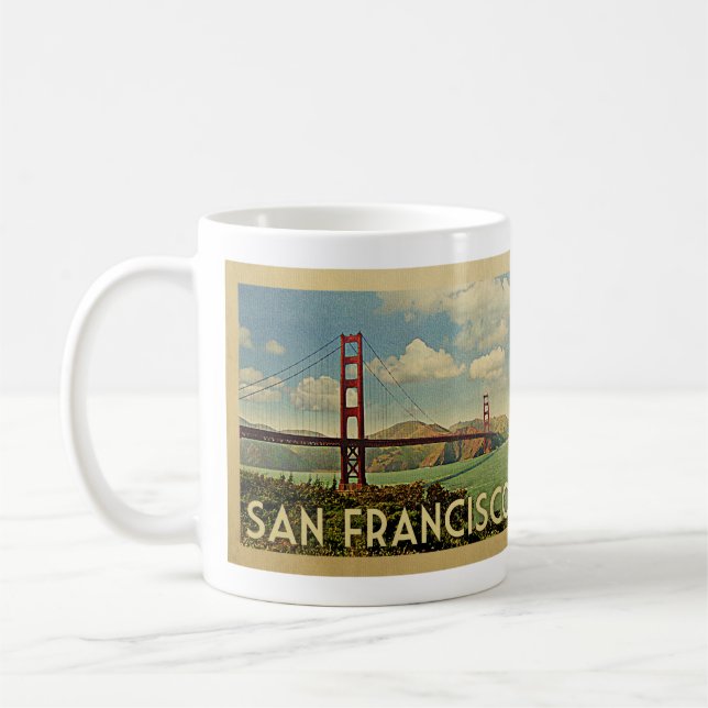 San Francisco Coffee Mug Golden Gate Bridge Retro (Gauche)