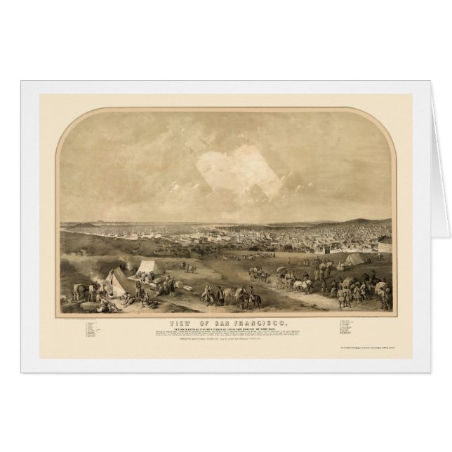 San Francsico, carte panoramique de CA - 1851 (Devant horizontal)