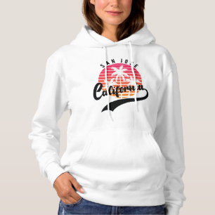 San Jose White Retro Sunset Sweat - shirt à capuch