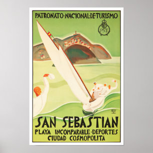 San Sebastian Espagne vintage travel Poster