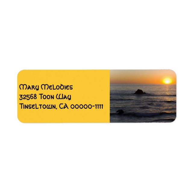 San Simeon Sunset Étiquette de adresse jaune (Devant)