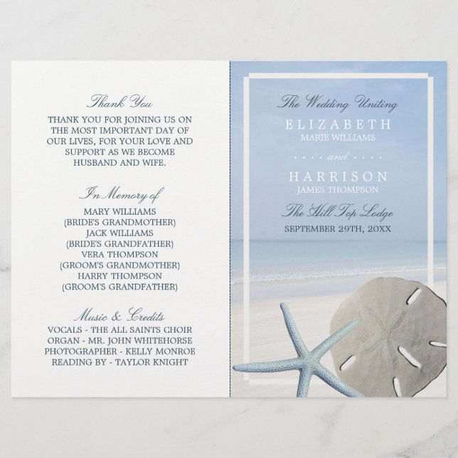 Sand Dollar et Starfish Beach Wedding Program (Devant)