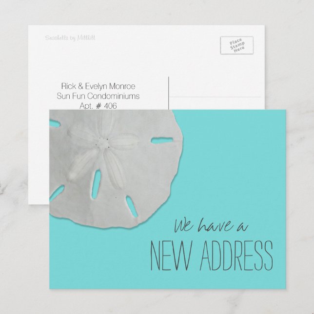 Sand Dollar Nouvelle Adresse Carte Postale Faire-p (Devant / Derrière)