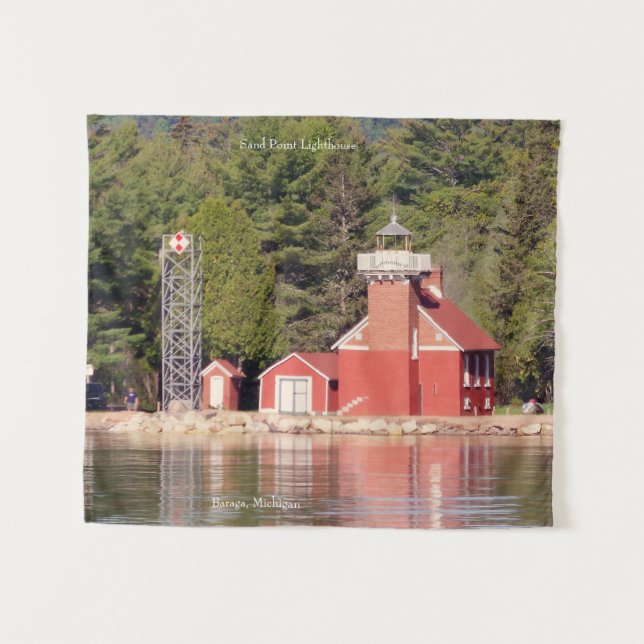 Sand Point Lighthouse Baraga tapisserie (Devant (Horizontal))