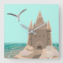 Sandcastle Seagull horloge murale carré