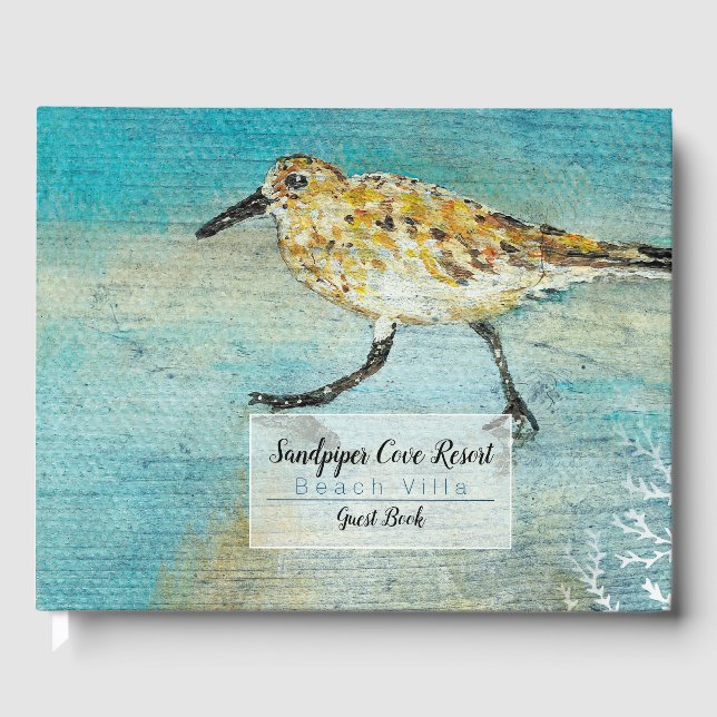 Sandpiper Shorebird Coastal Beach House Livre d'or (Recto)