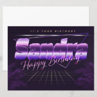 Sandra Nom Prénom lila retro Carte Anniversaire