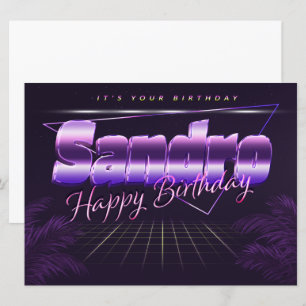 Sandro Nom Prénom lila retro Carte Anniversaire