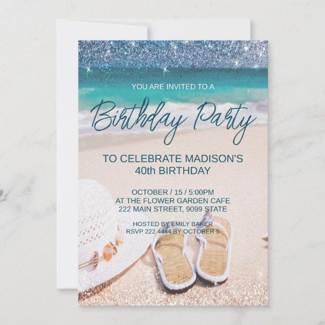 Sandy Beach Invitation d'anniversaire (Devant)