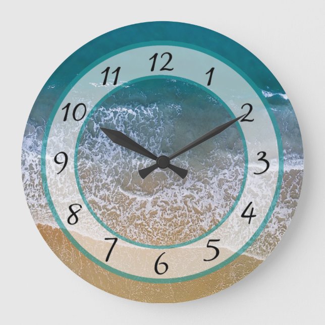 Sandy Beach Shore Ocean Waves Horloge (Recto)