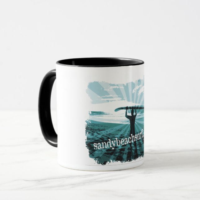 Sandy Beach Surfing Coffe Mug (Devant gauche)