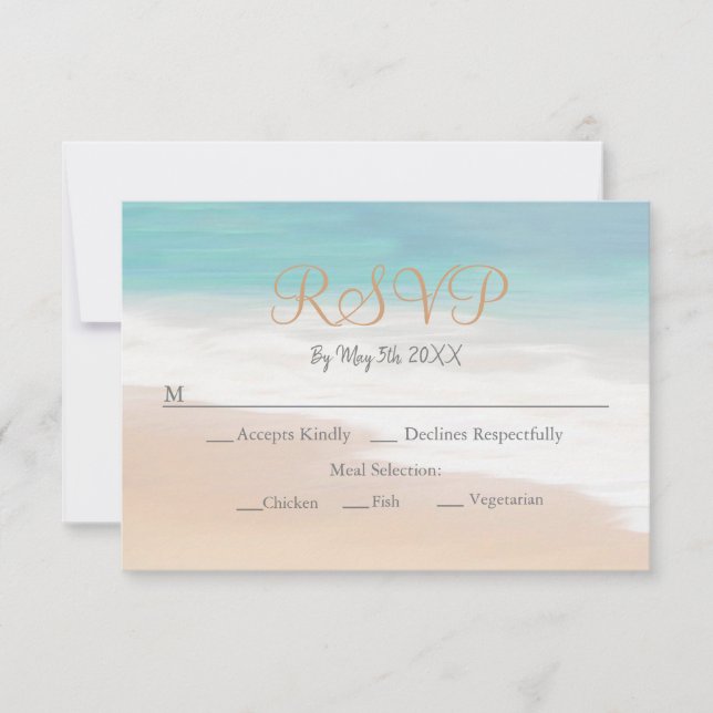 Sandy Beach Theme Seaside Beach Wedding Carte RSVP (Devant)