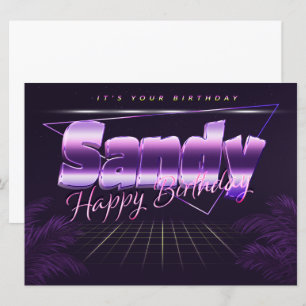 Sandy Nom Prénom lila retro Carte Anniversaire