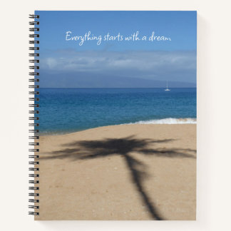 Sandy Palm Tree Shadow Photo Grand Carnet Spiral