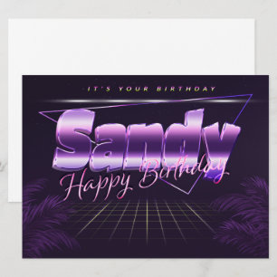 Sandy prénom carte rétro lilas anniversaire