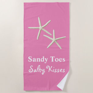 Sandy Toes Salty Kisses Pink Beach Serviette