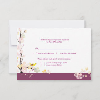 Sangria aux oiseaux floraux Mariage Menu Choix RSV
