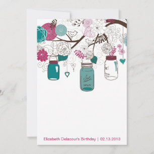 Sangria et Turquoise Mason Jars Invitation Anniver