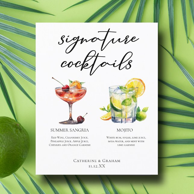 Sangria Mojito Signature Cocktails Menu Mariage (Créateur téléchargé)