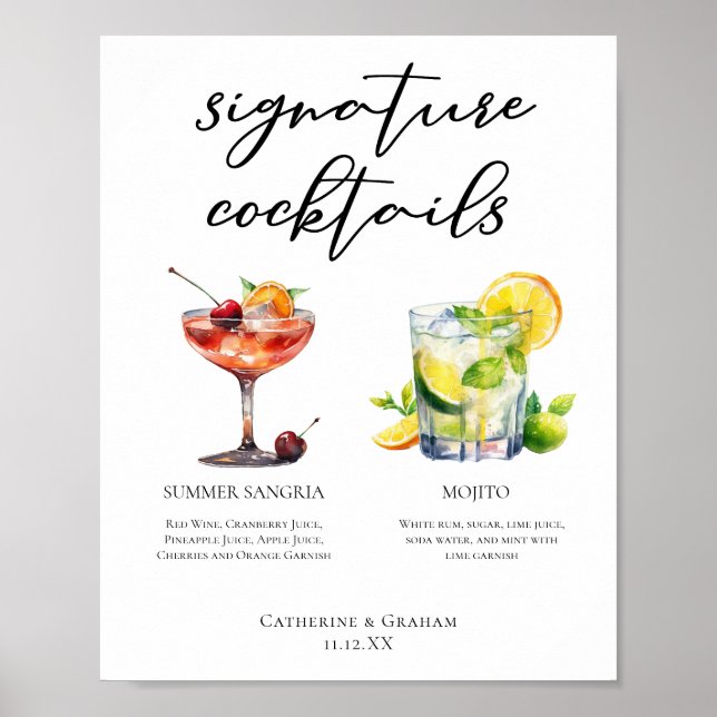 Sangria Mojito Signature Cocktails Poster personna (Devant)