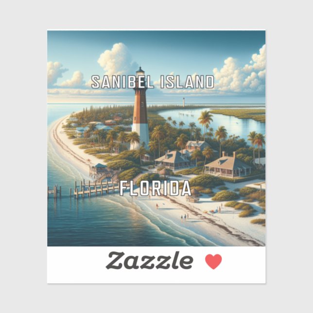Sanibel Island Florida 3 pouces Sticker en vinyle (Feuille)