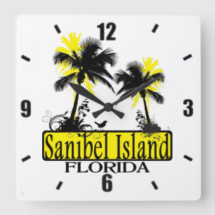 Sanibel Island Floride palmiers horloge murale