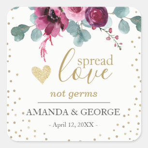 Sanitizer à la main étiquette de fleurs bordeaux p