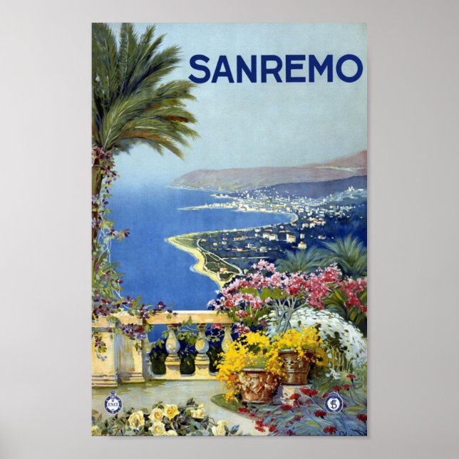 Sanremo Italy Europe Vintage Travel Poster (Devant)