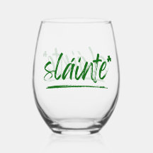 Bravo Irish Sláinte Verre à vin - Vert