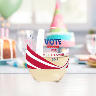 Sans Pied Campagne politique drapeau États-Unis Verre à vin