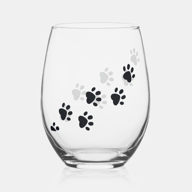 Sans Pied Empreintes de pattes Design Stemless \ Verre à vin (Recto)