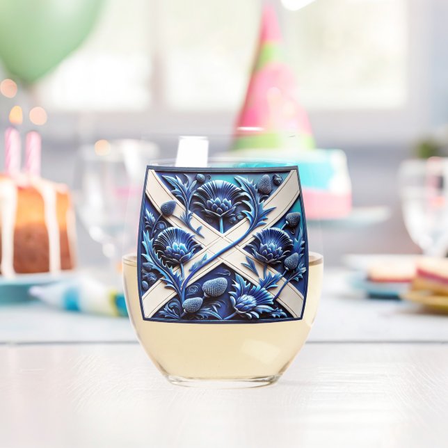 Sans Pied Verre à vin avec drapeau de chardons écossais (Insitu (Anniversaire))