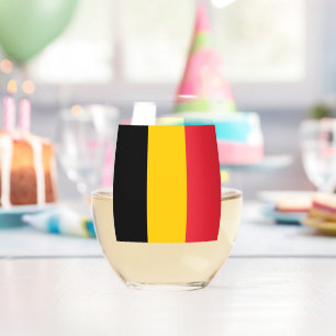 Sans Pied Verre à vin avec drapeau de la Belgique