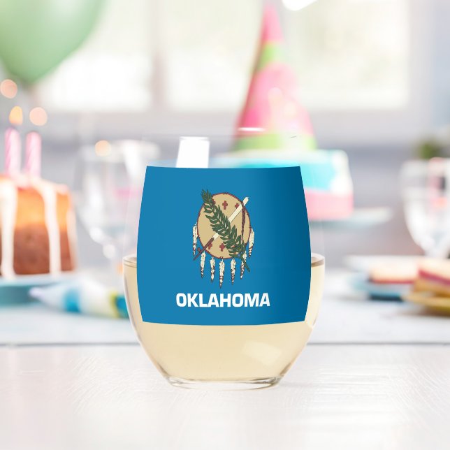 Sans Pied Verre à vin avec drapeau de l'Oklahoma, États-Unis (Insitu (Anniversaire))