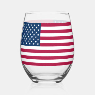 Sans Pied Verre à vin avec drapeau des Etats-Unis