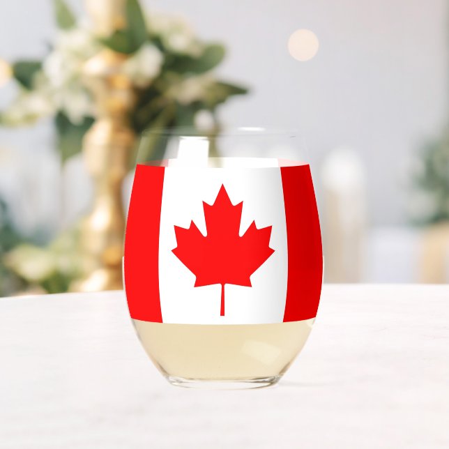 Sans Pied Verre à vin avec drapeau du Canada (Insitu (Mariage))