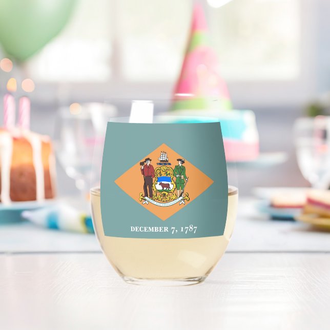 Sans Pied Verre à vin avec drapeau du Delaware, USA (Insitu (Anniversaire))