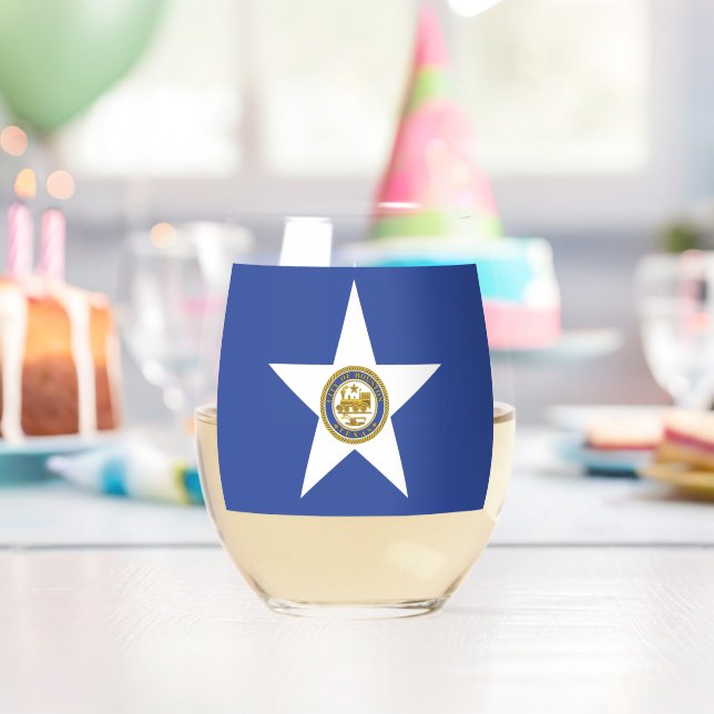 Sans Pied Verre à vin avec le drapeau de Houston, États-Unis (Insitu (Anniversaire))