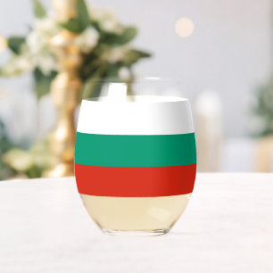 Sans Pied Verre à vin avec le drapeau de la Bulgarie