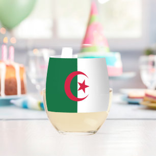 Sans Pied Verre à vin avec le drapeau de l'Algérie