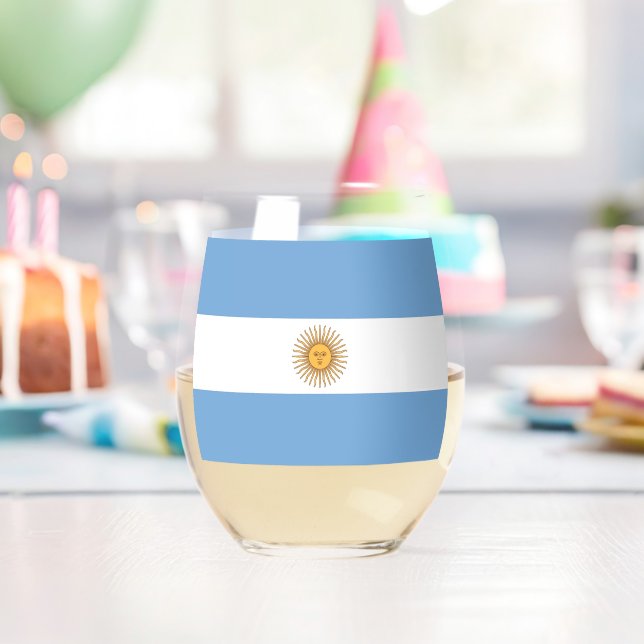 Sans Pied Verre à vin avec le drapeau de l'Argentine (Insitu (Anniversaire))