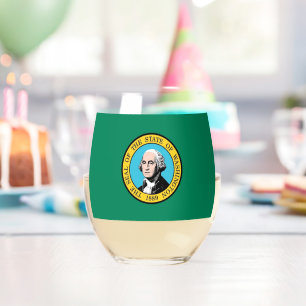 Sans Pied Verre à vin avec le drapeau de l'État de Washingto