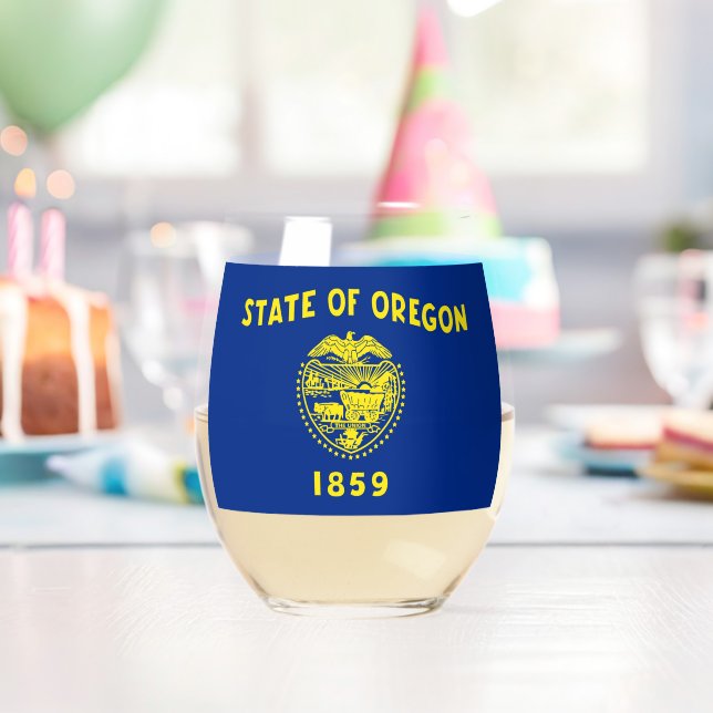 Sans Pied Verre à vin avec le drapeau de l'Oregon, États-Uni (Insitu (Anniversaire))