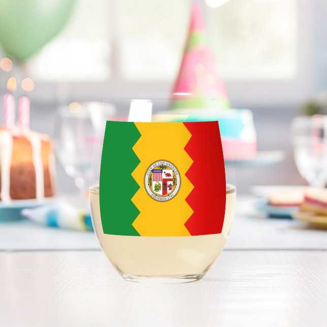 Sans Pied Verre à vin avec le drapeau de Los Angeles, USA (Insitu (Anniversaire))