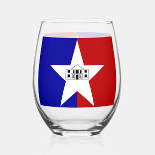 Sans Pied Verre à vin avec le drapeau de San Antonio, États-