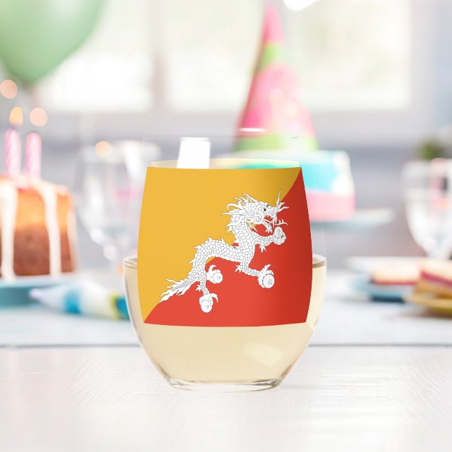 Sans Pied Verre à vin avec le drapeau du Bhoutan (Insitu (Anniversaire))