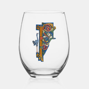 Sans Pied Verre à vin F initial éclairé