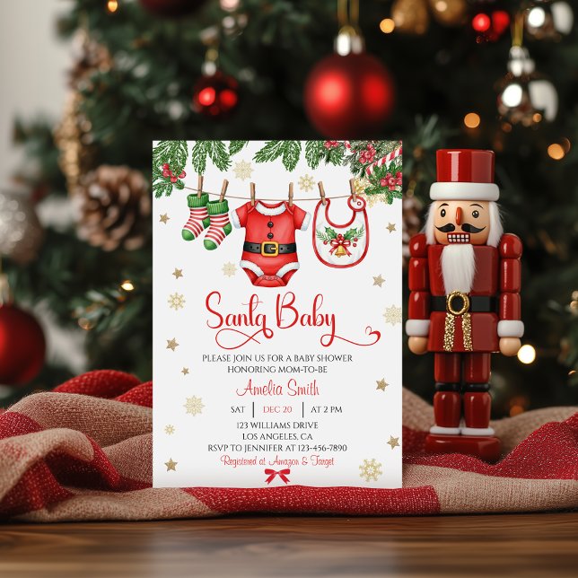 Santa Baby Christmas Baby Shower Invitation (Créateur téléchargé)