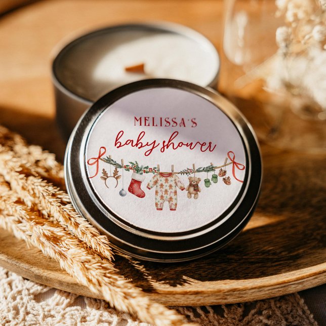 Santa Baby Clothesline Baby Shower Stickers (Créateur téléchargé)