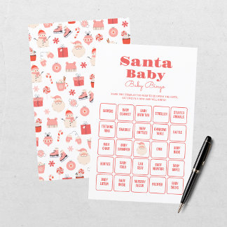 Santa Baby Rouge Rose Baby Shower Bingo